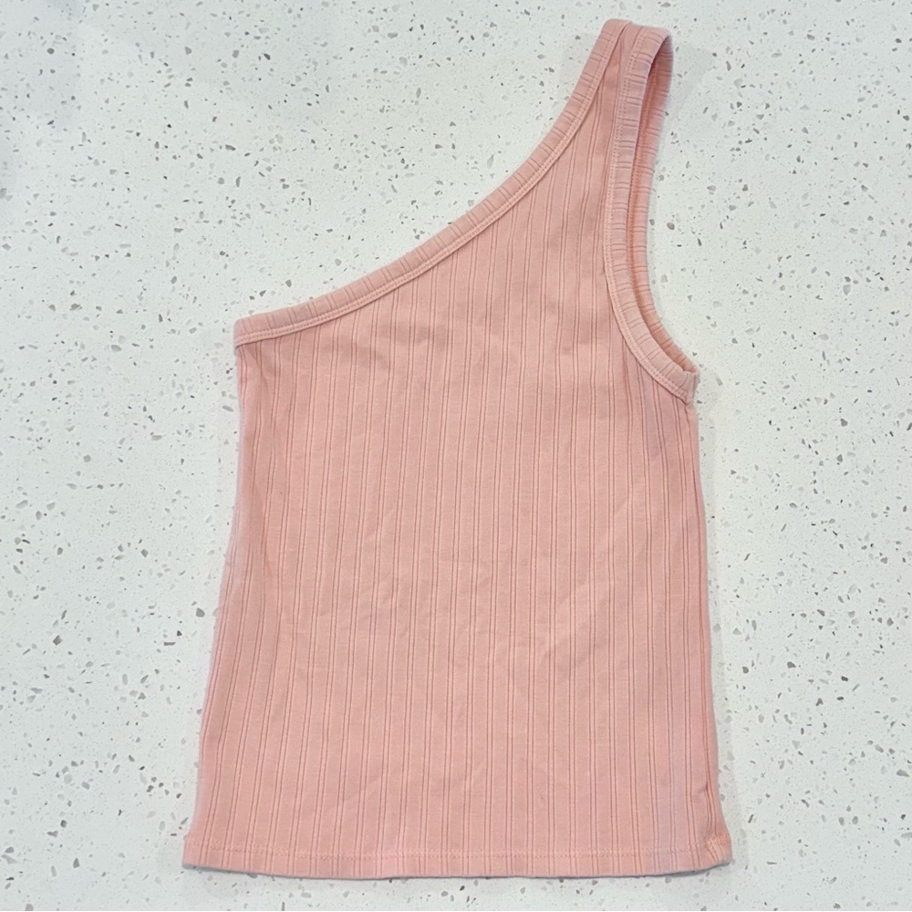 American Eagle Outfitters One-Shoulder Peach Pink Tank Top - Size: Extra Small